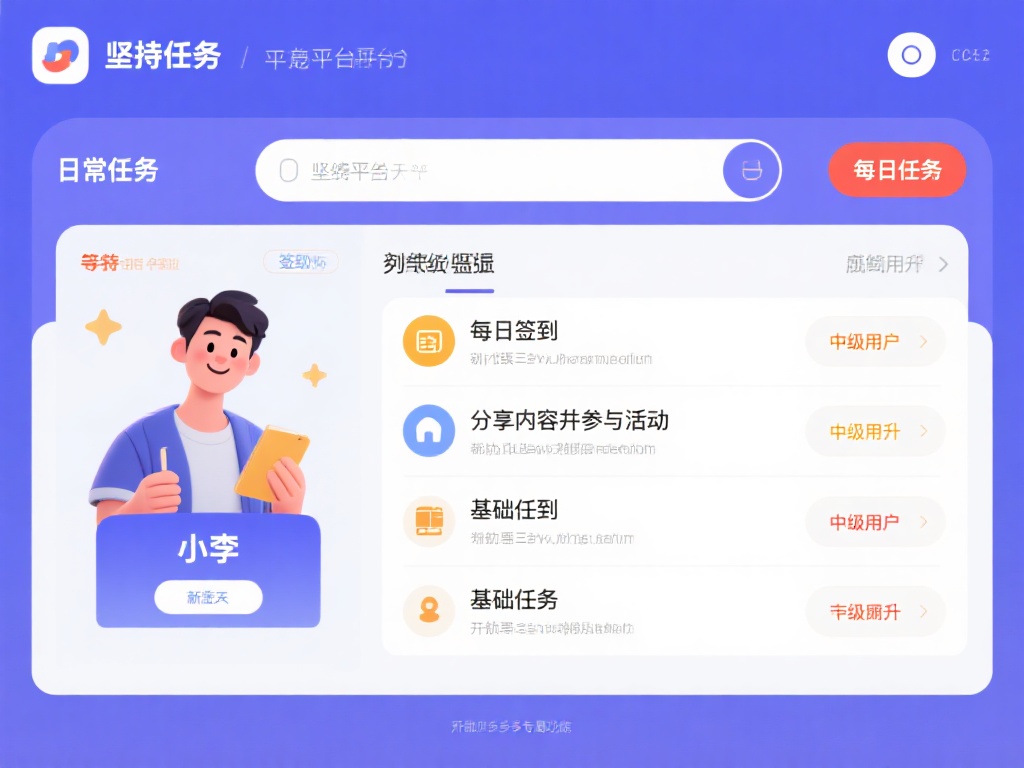 日常任务的坚持
平台往往会设置每日任务，比如签到